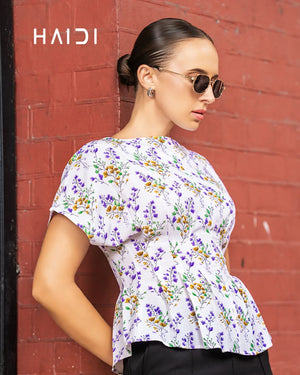Peplum Top - KB0025 - Purple Floral