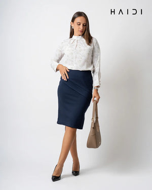Office Skirt - S185 Navy blue