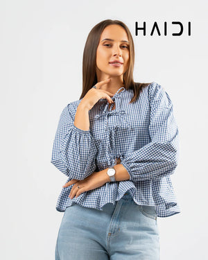 KB0033 - Gingham Blue Top