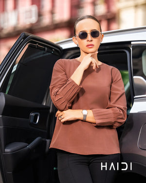 Office Wear Blouse – AB1038 - BROWN