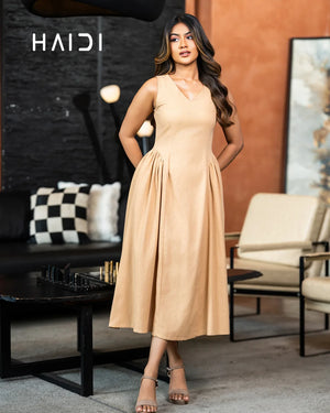 Midi Dress - KB0020A - Beige