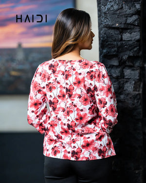 Office Wear Blouse – AB1038 - AOP RED