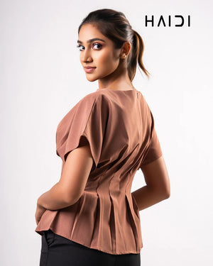 Peplum Top - KB0025 - Brown