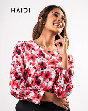 Office Wear Blouse – AB1038 - AOP RED