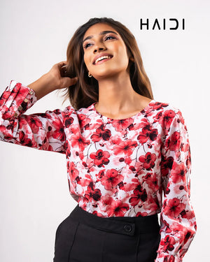 Office Wear Blouse – AB1038 - AOP RED