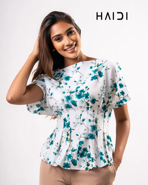Peplum Top - KB0025 - Green Floral