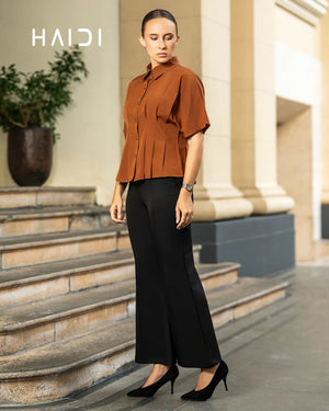 Peplum Top - KB0027 - Brown