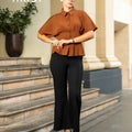 Peplum Top - KB0027 - Brown