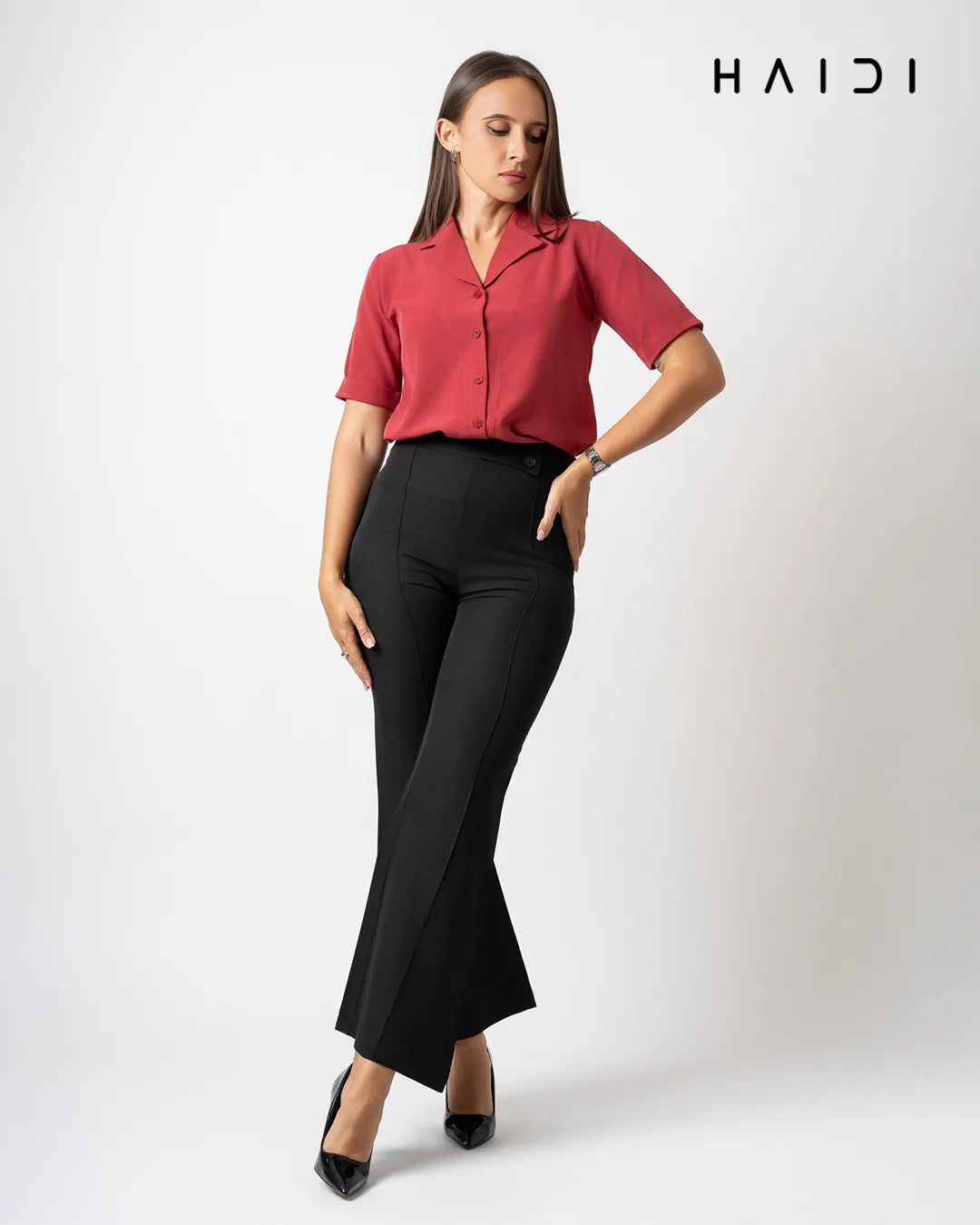 Office Wear Blouse - AB1604- SOLID P