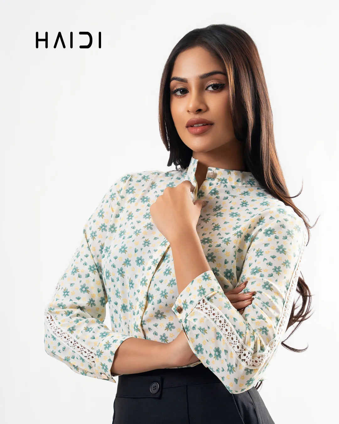 Office wear blouse - KB0011 - Floral Y