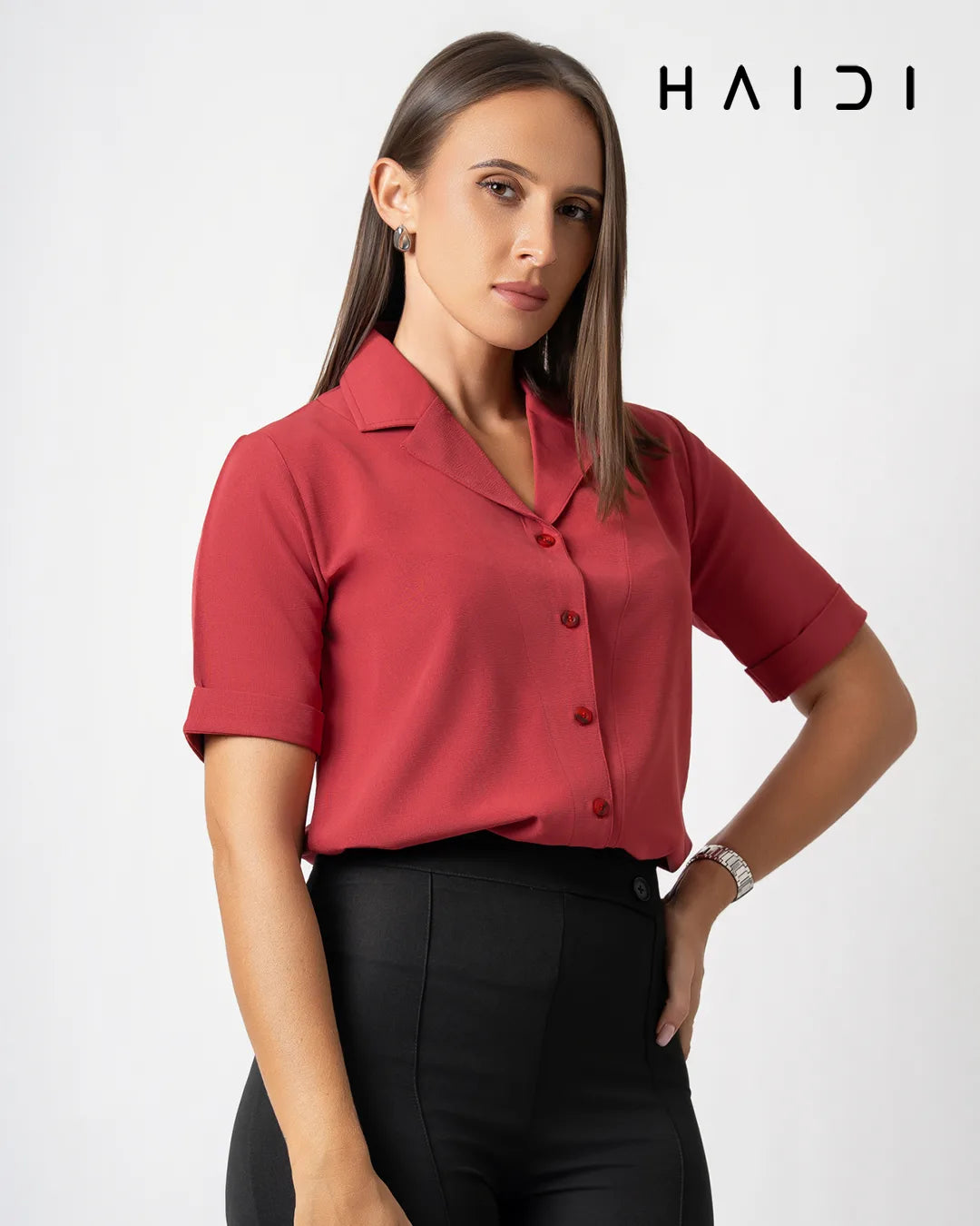 Office Wear Blouse - AB1604- SOLID P