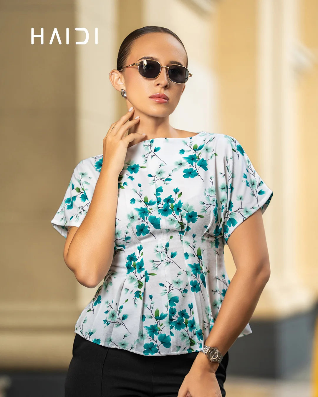 Peplum Top - KB0025 - Green Floral