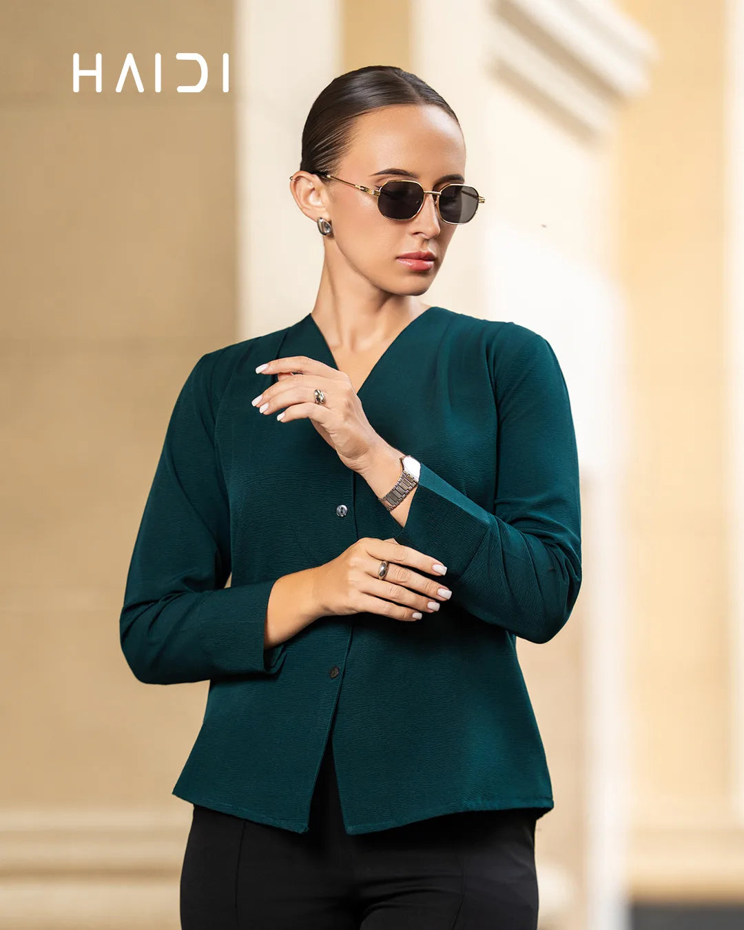 Office Wear Blouse – AB1596 - Green