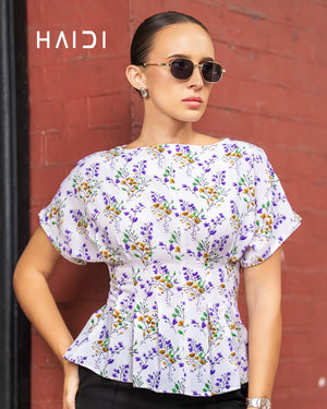 Peplum Top - KB0025 - Purple Floral