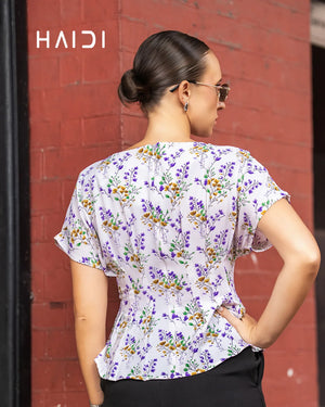 Peplum Top - KB0025 - Purple Floral