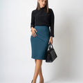 Office Skirt - S185 Peacock Blue