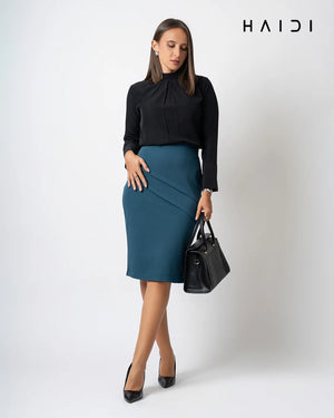 Office Skirt - S185 Peacock Blue