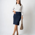Office Skirt - S185 Navy blue