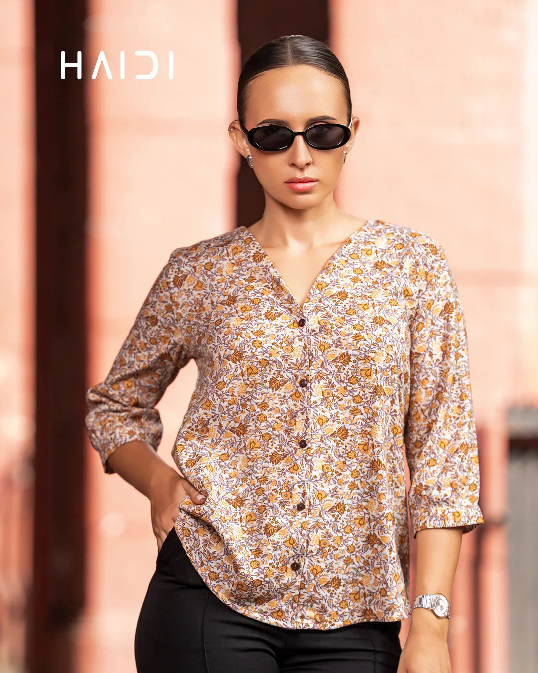 AB1323 - PLUS SIZE BLOUSE - Orange Brown