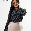 Office wear blouse - KB0010 - Black AOP