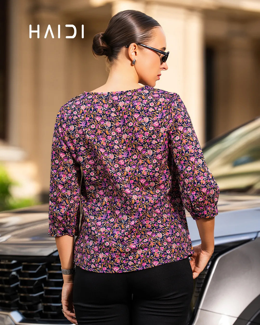 AB1323 - PLUS SIZE BLOUSES - Navy blue purple