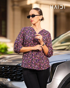 AB1323 - PLUS SIZE BLOUSES - Navy blue purple