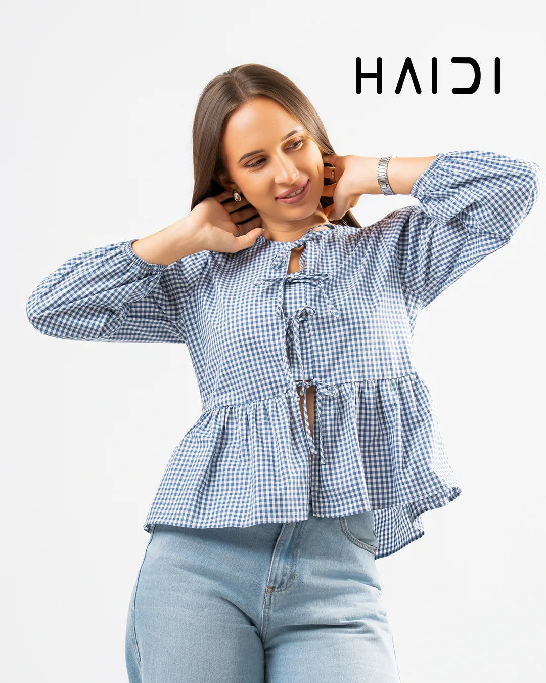 KB0033 - Gingham Blue Top