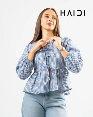 KB0033 - Gingham Blue Top