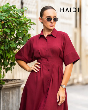 Midi Dress - KB0023 - MAROON