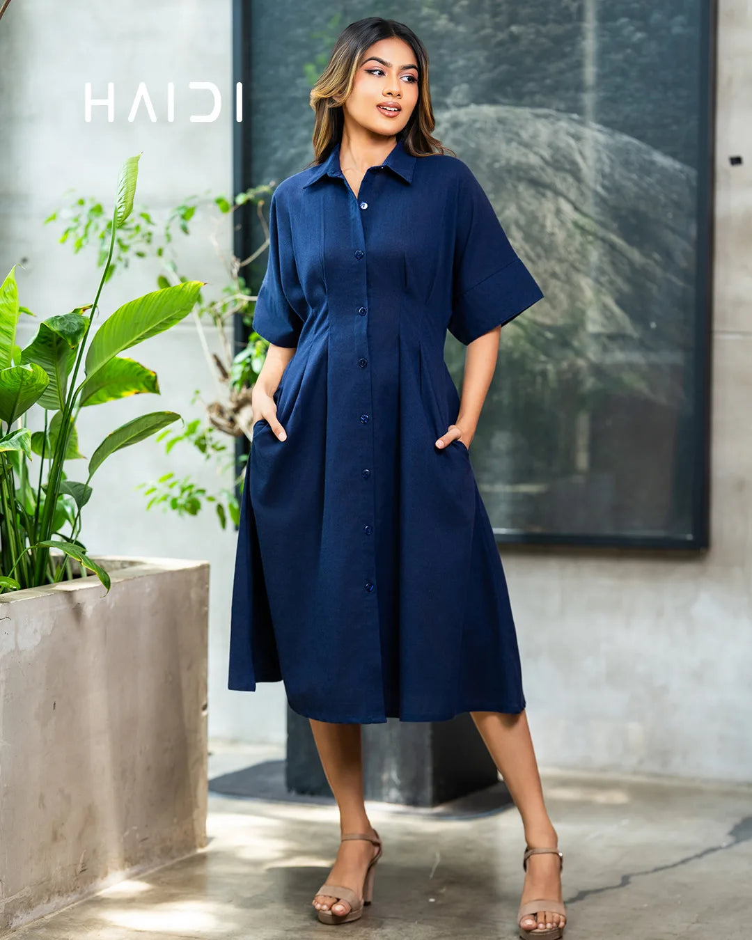 Midi Dress - KB0023 - Navy