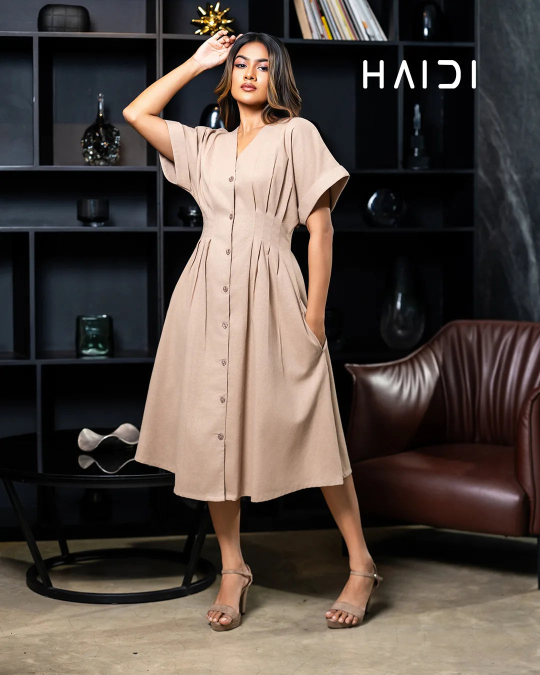 Midi Dress - KB0024 - BEIGE