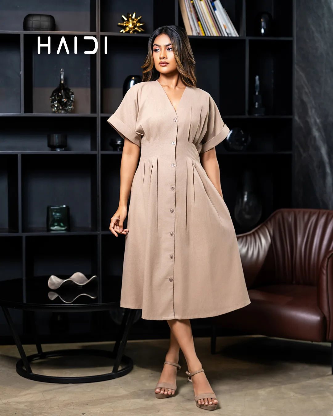 Midi Dress - KB0024 - BEIGE