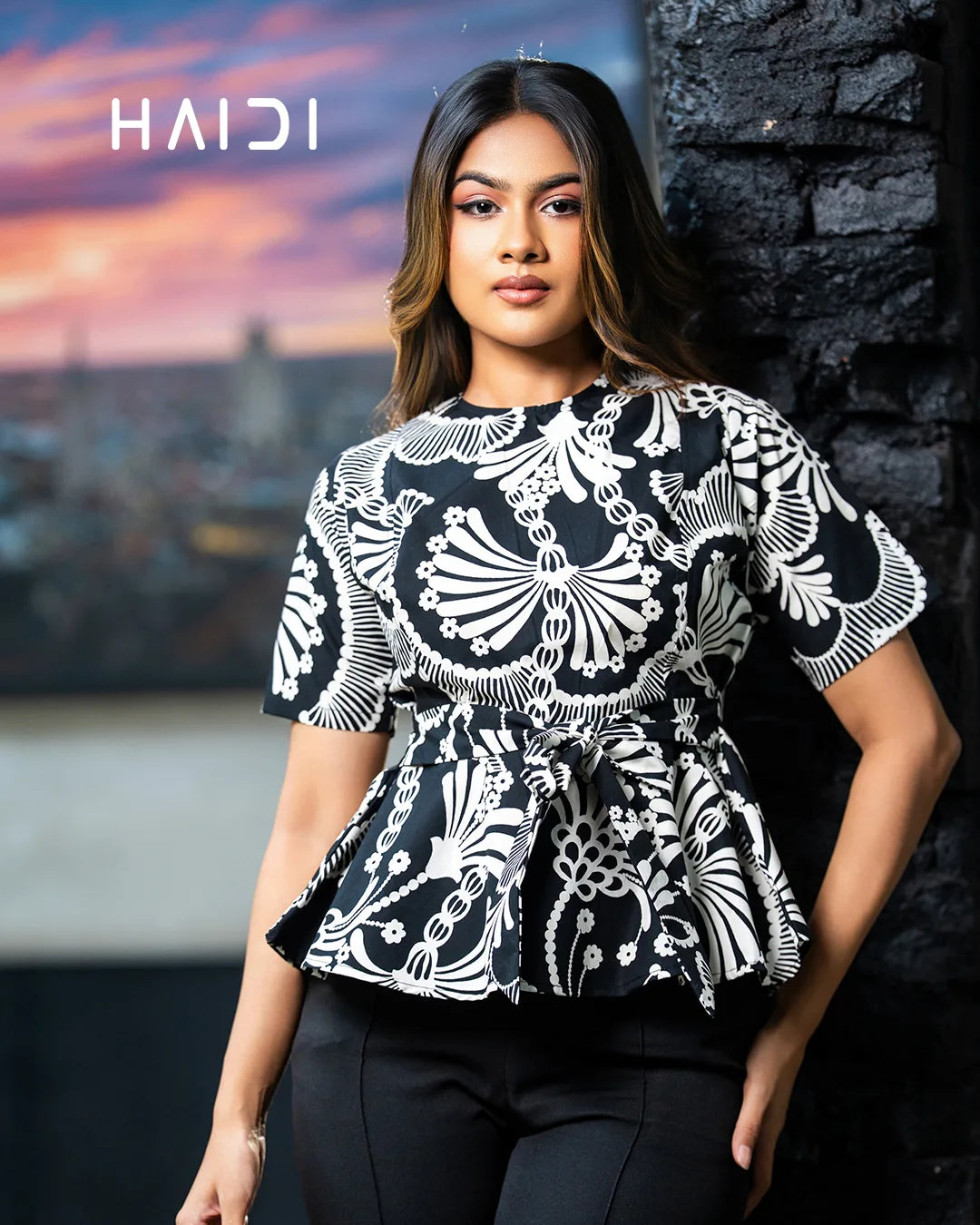 Peplum top - AB1165 - Black