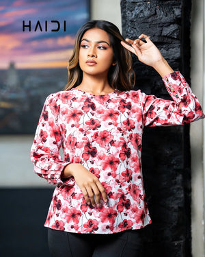 Office Wear Blouse – AB1038 - AOP RED