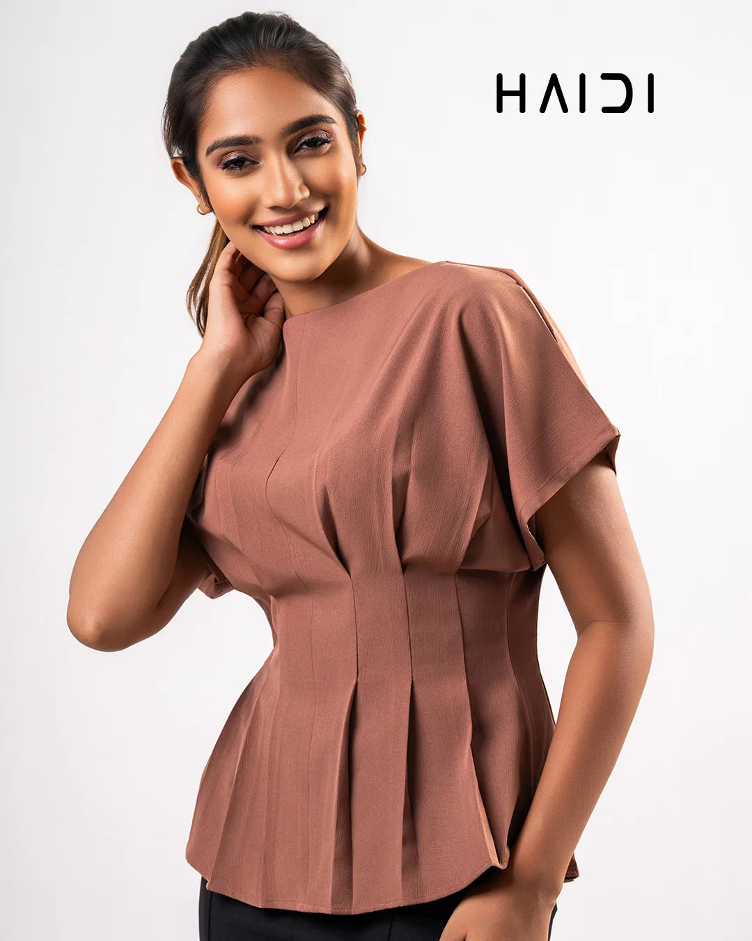 Peplum Top - KB0025 - Brown