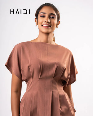 Peplum Top - KB0025 - Brown