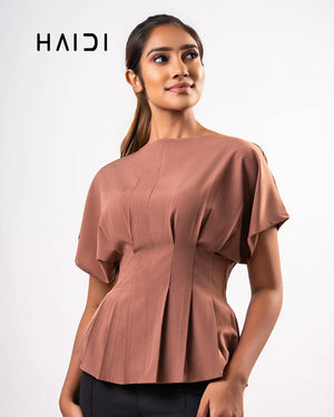 Peplum Top - KB0025 - Brown