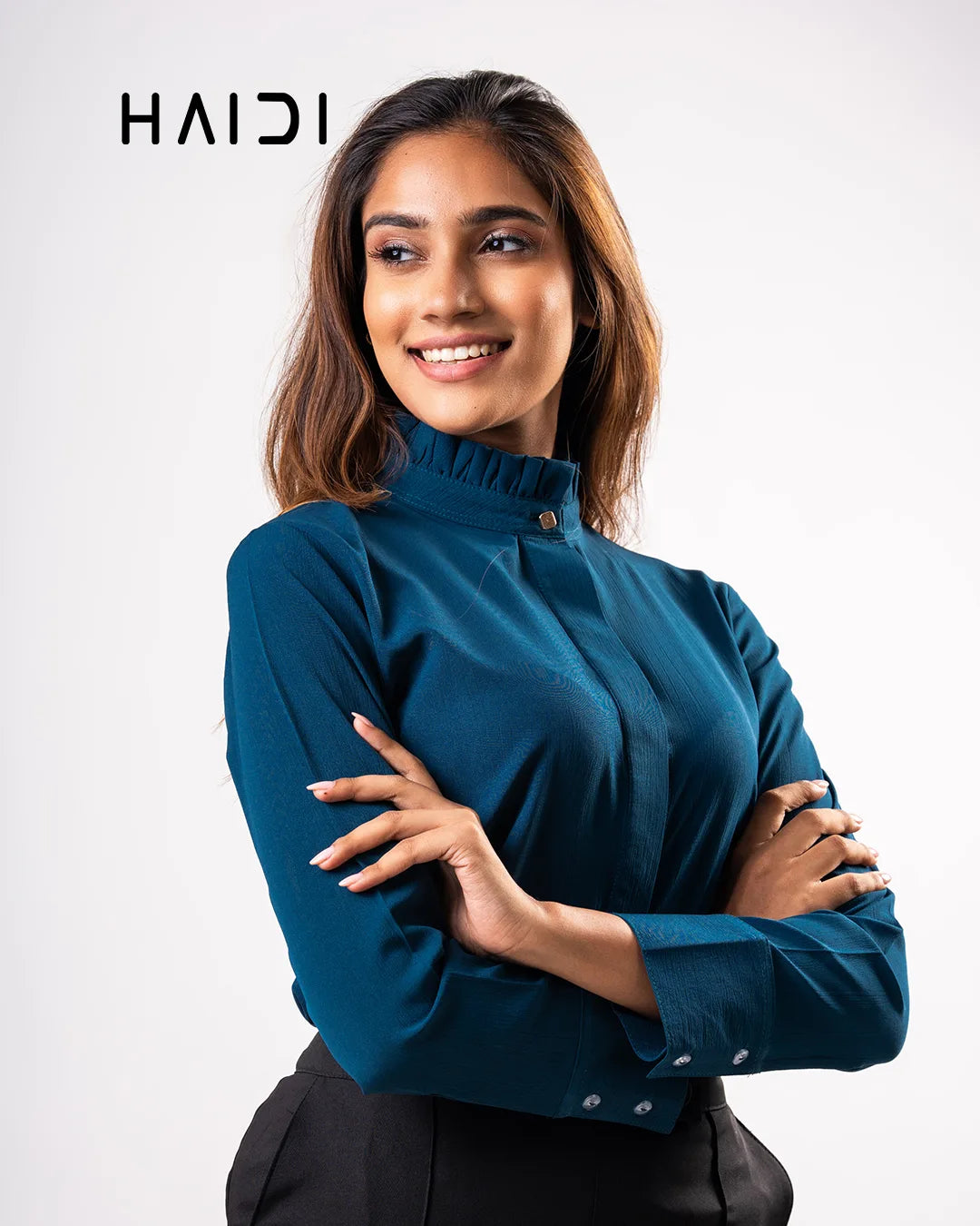 Office Wear Blouse – AB1051 - Peacock blue