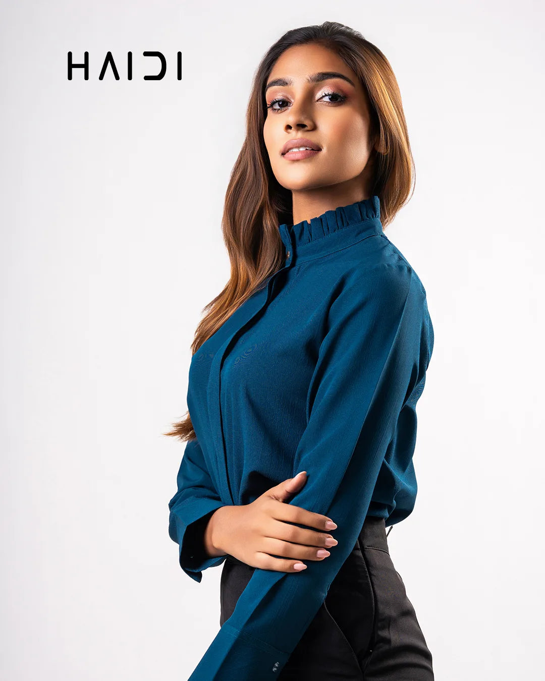 Office Wear Blouse – AB1051 - Peacock blue