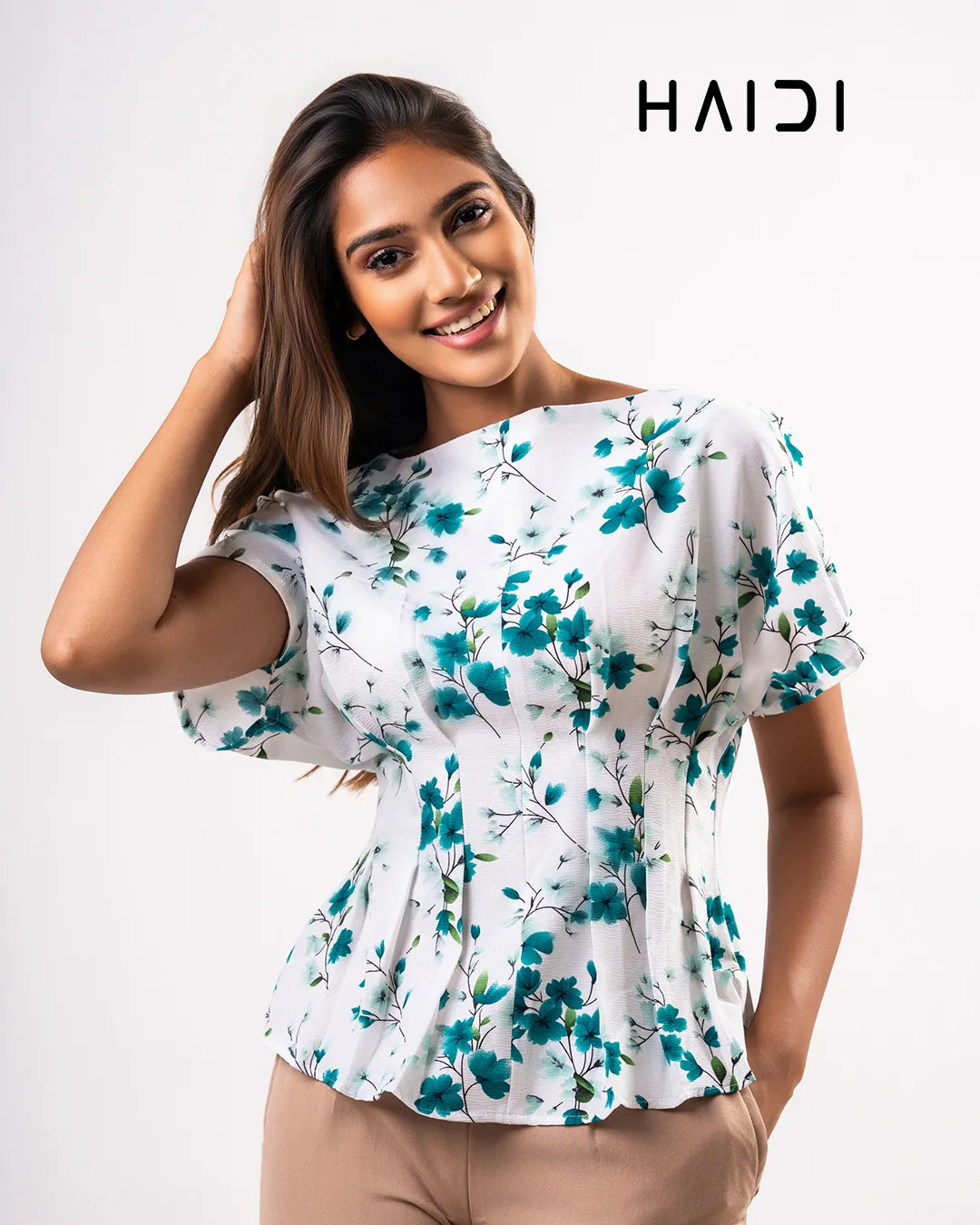 Peplum Top - KB0025 - Green Floral