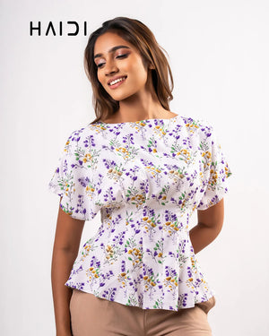 Peplum Top - KB0025 - Purple Floral