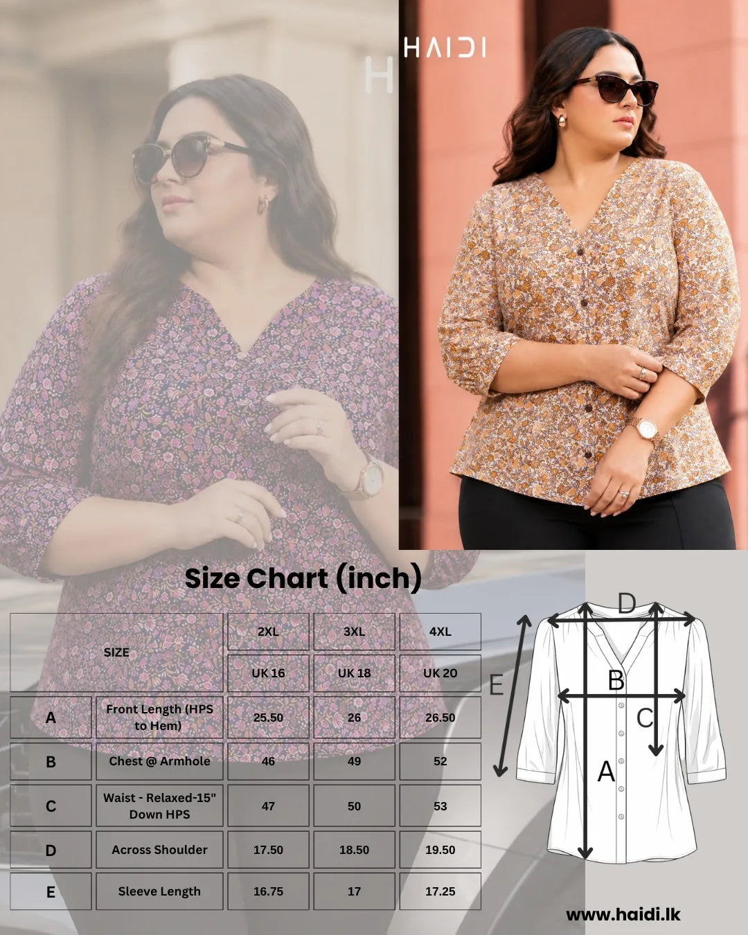 AB1323 - PLUS SIZE BLOUSE - Orange Brown