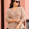 AB1323 - PLUS SIZE BLOUSE - Orange Brown