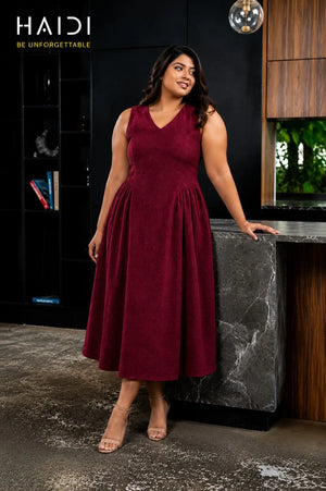 Midi Dress - KB0020A - Maroon