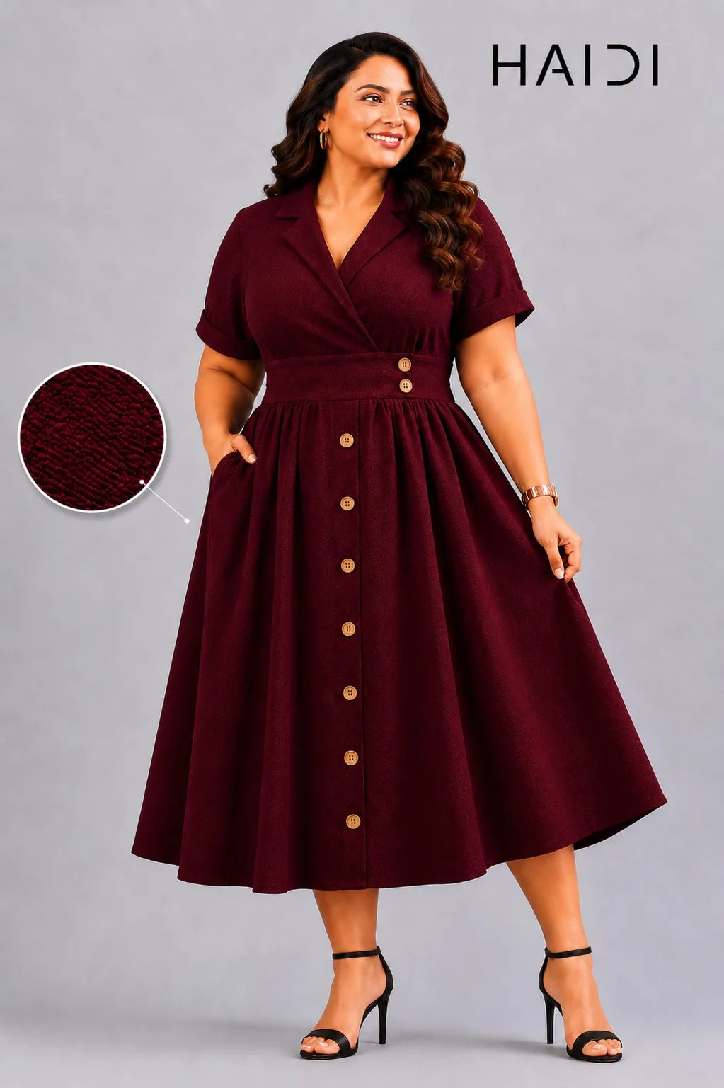 Midi Dress - KB0022 Maroon