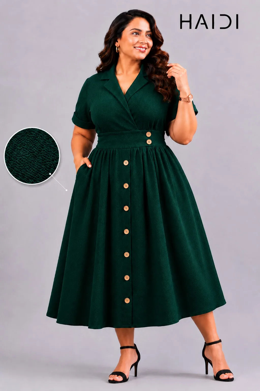 Midi Dress - KB0022 Dark Green