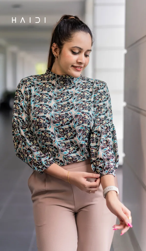 High Neck – office wear blouse – Floral Print