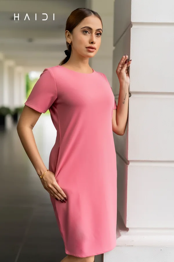 Body-corn shift dress with pockets – Pink